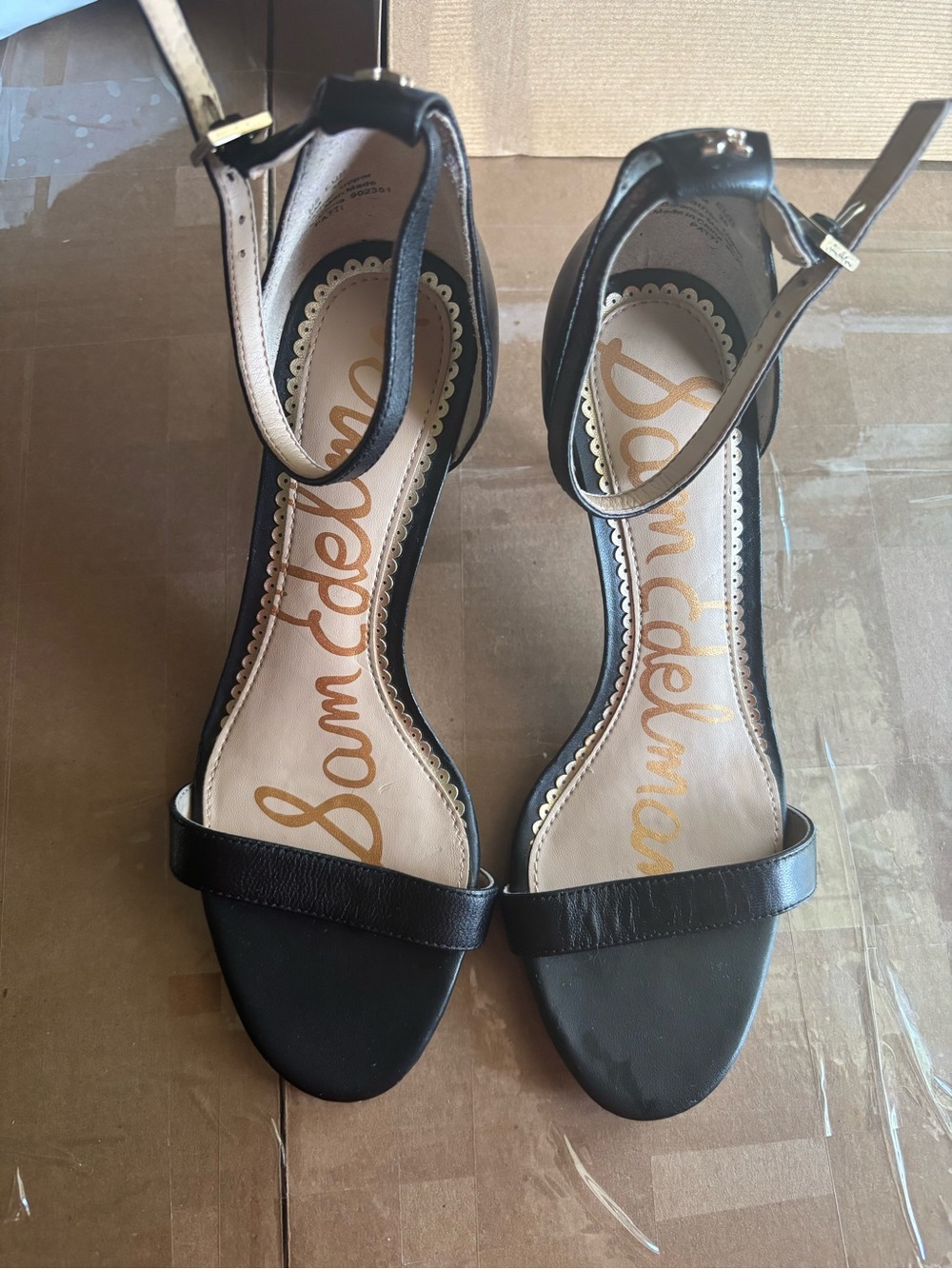 Sam Edelman Black Leather Ankle-Strap Stiletto Sandals - Picture 2 of 6